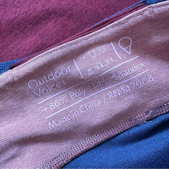 Outdoor Voices Women’s Tri Color Block Leggings Size Small Blue Burgundy Pink - Picture 5 of 8